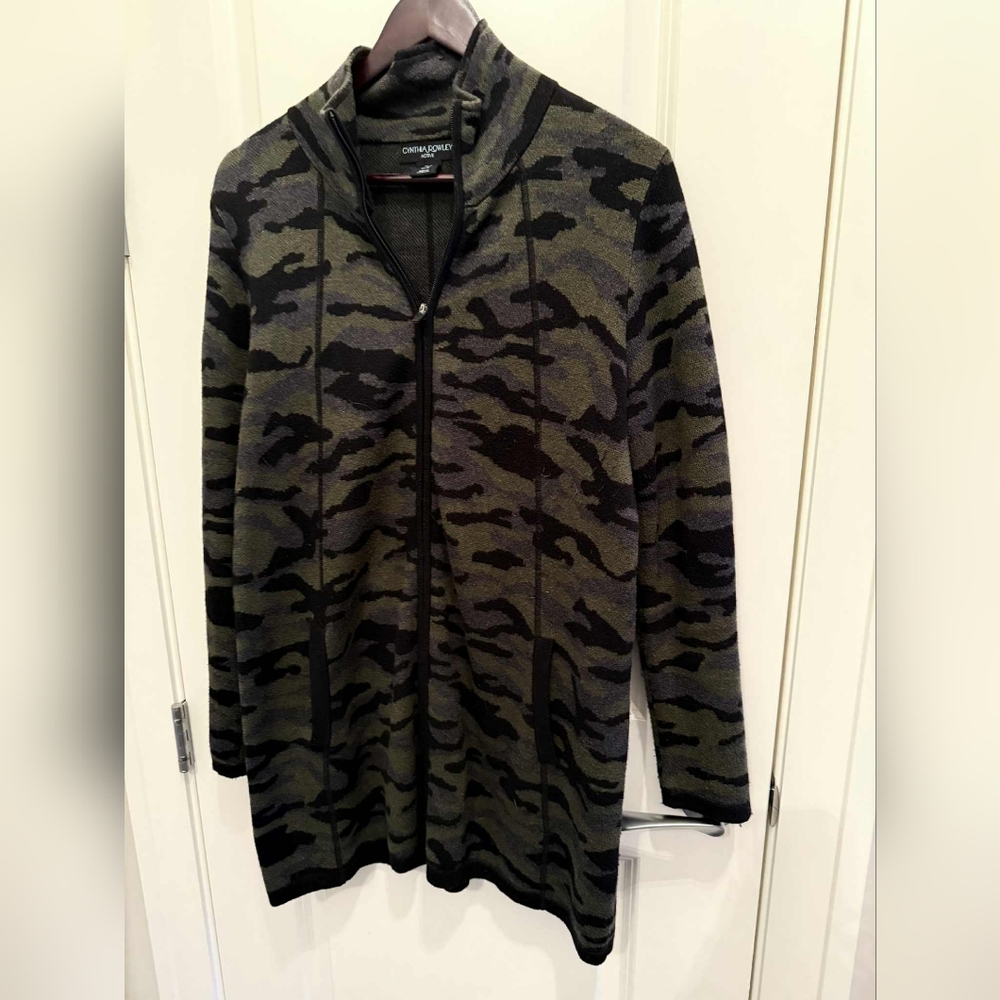 Cynthia Rowley Olive and Black Camouflage Jacket